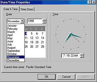 Date/Time Properties box