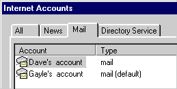 Accounts dialog box