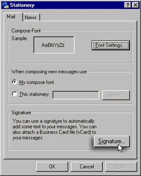 stationery dialog box